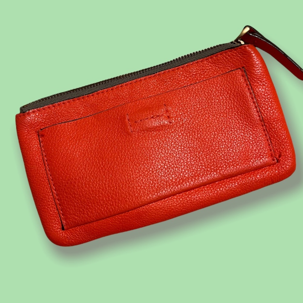 orange leather clutch / wallet GAP